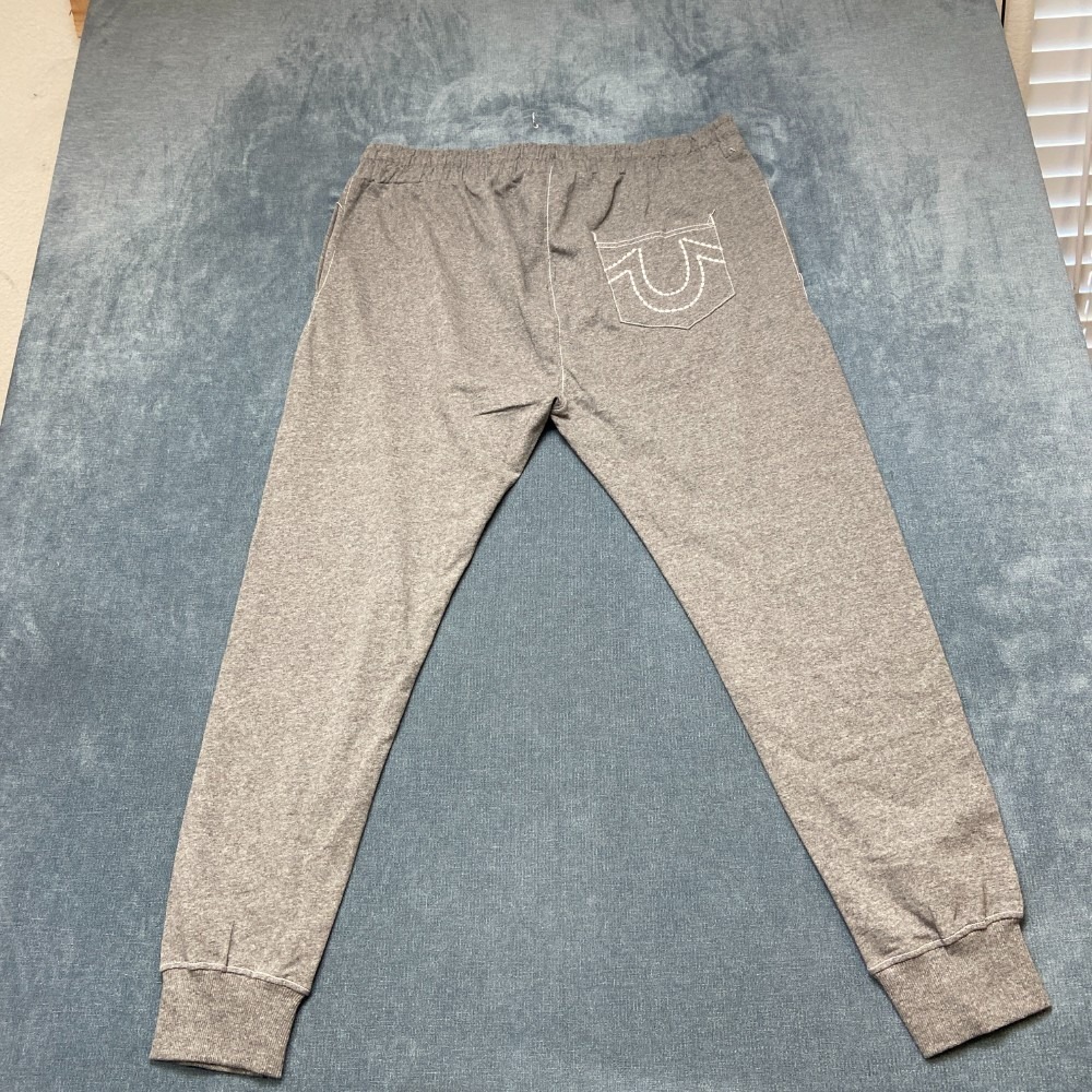 True Religion Loungewear Jogger Pants Mens XL Gray Tapered Leg Drawstring Waist